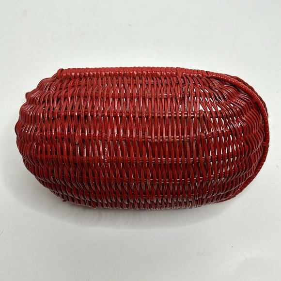 Red Wicker Duck Basket | Planter Decor Boho Key Holder 70’s Household Item DUCK - Picture 5 of 6
